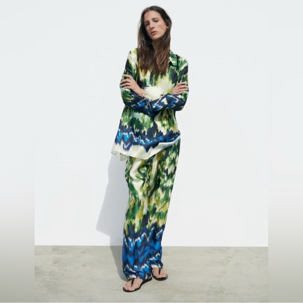 Stylish Green and Blue Women's Pants